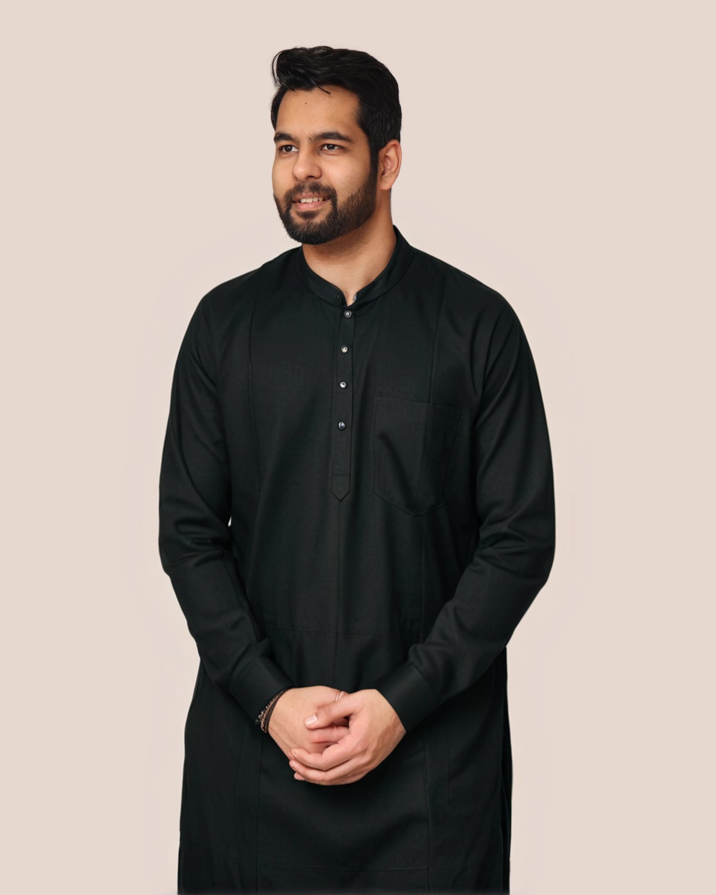 Premium Cotton Kurta Pants Pyjama Set in Black for Baisakhi Lohri Eid Ramadan Ramzan Season