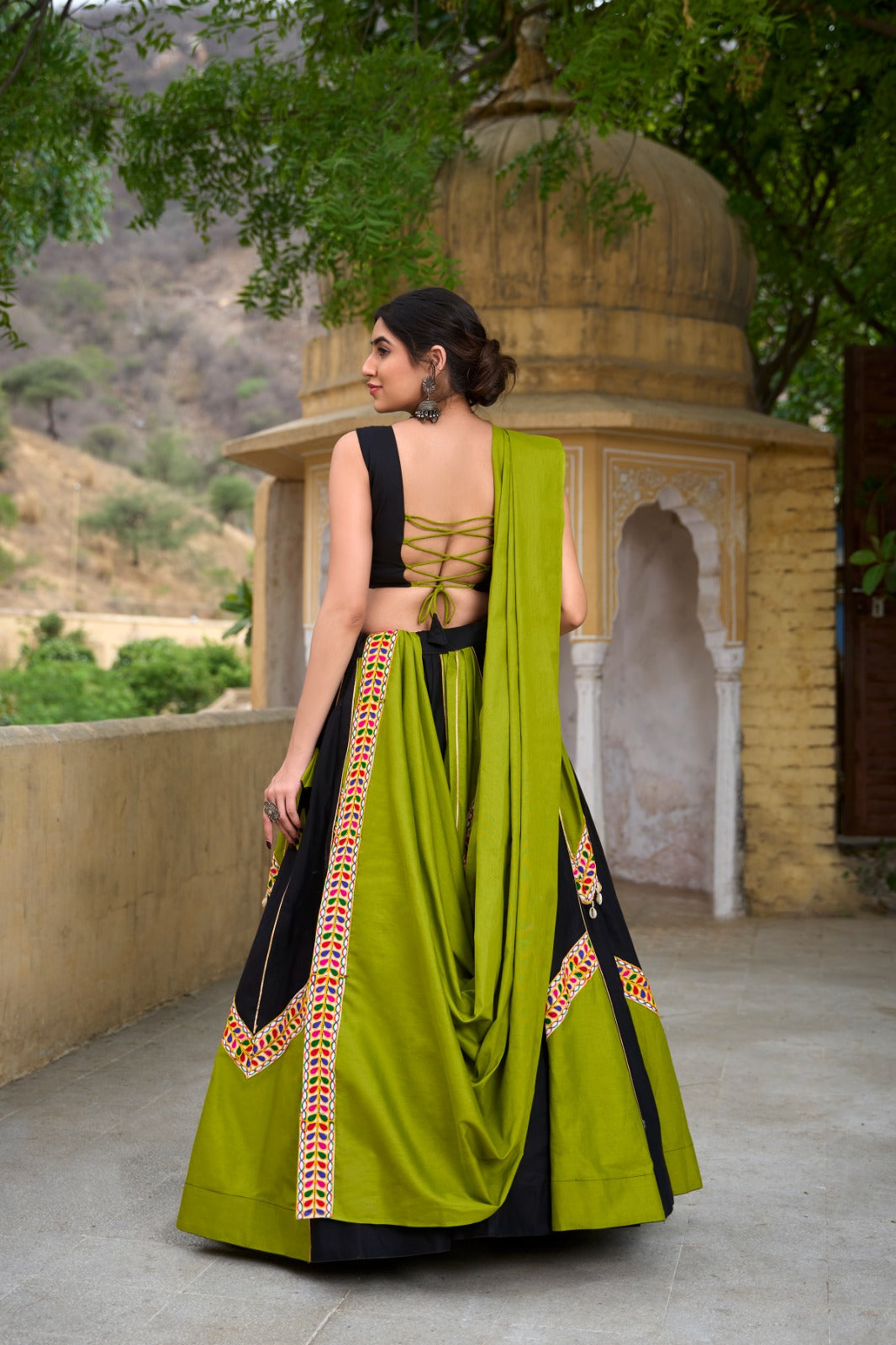 Complete Gamthi Work Chaniya Choli Set with Purse for Navratri | Cotton Garba Outfit in Canada