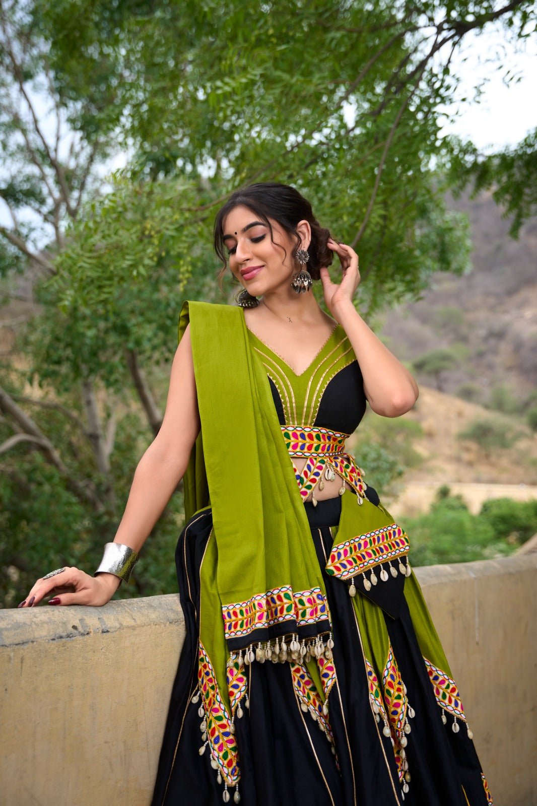 Complete Gamthi Work Chaniya Choli Set with Purse for Navratri | Cotton Garba Outfit in Canada