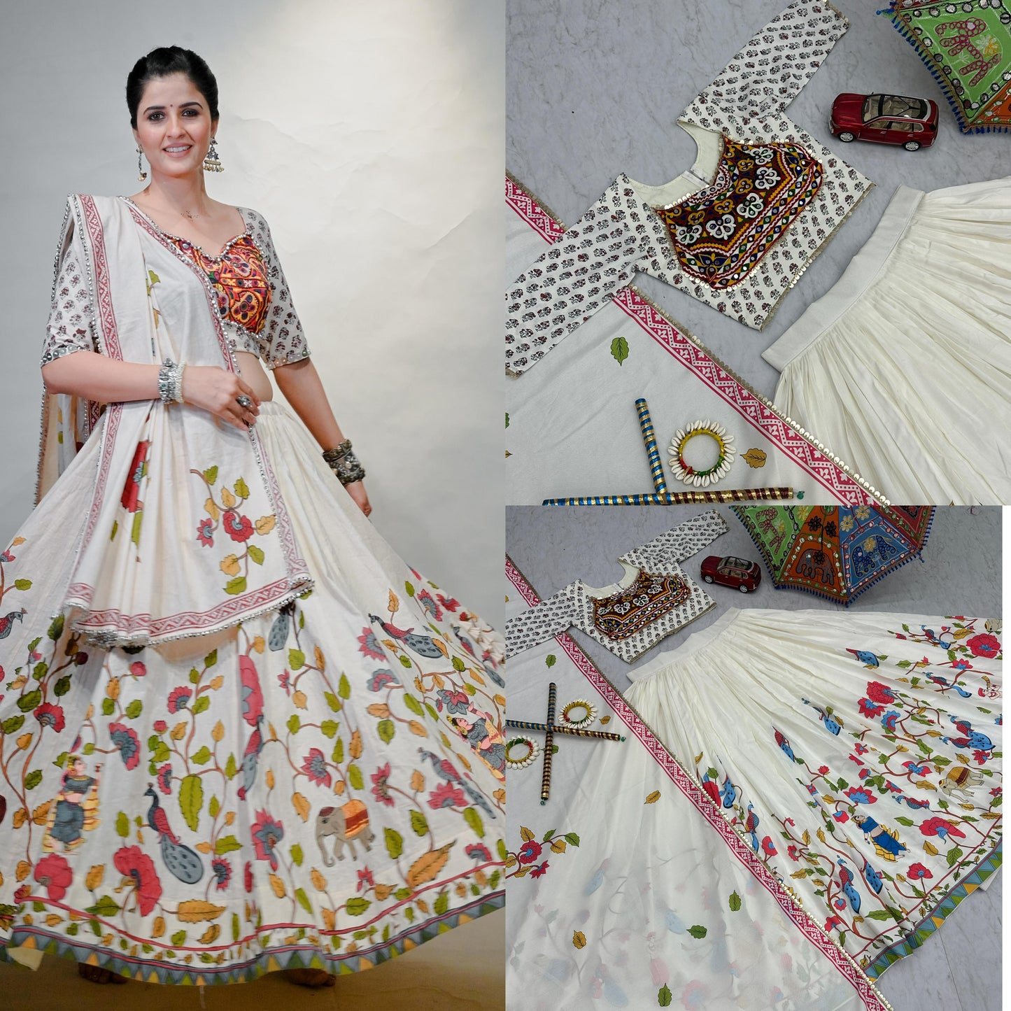 Authentic Gamthi Work Chaniya Choli for Navratri | Pure Cotton Garba Dress in Canada