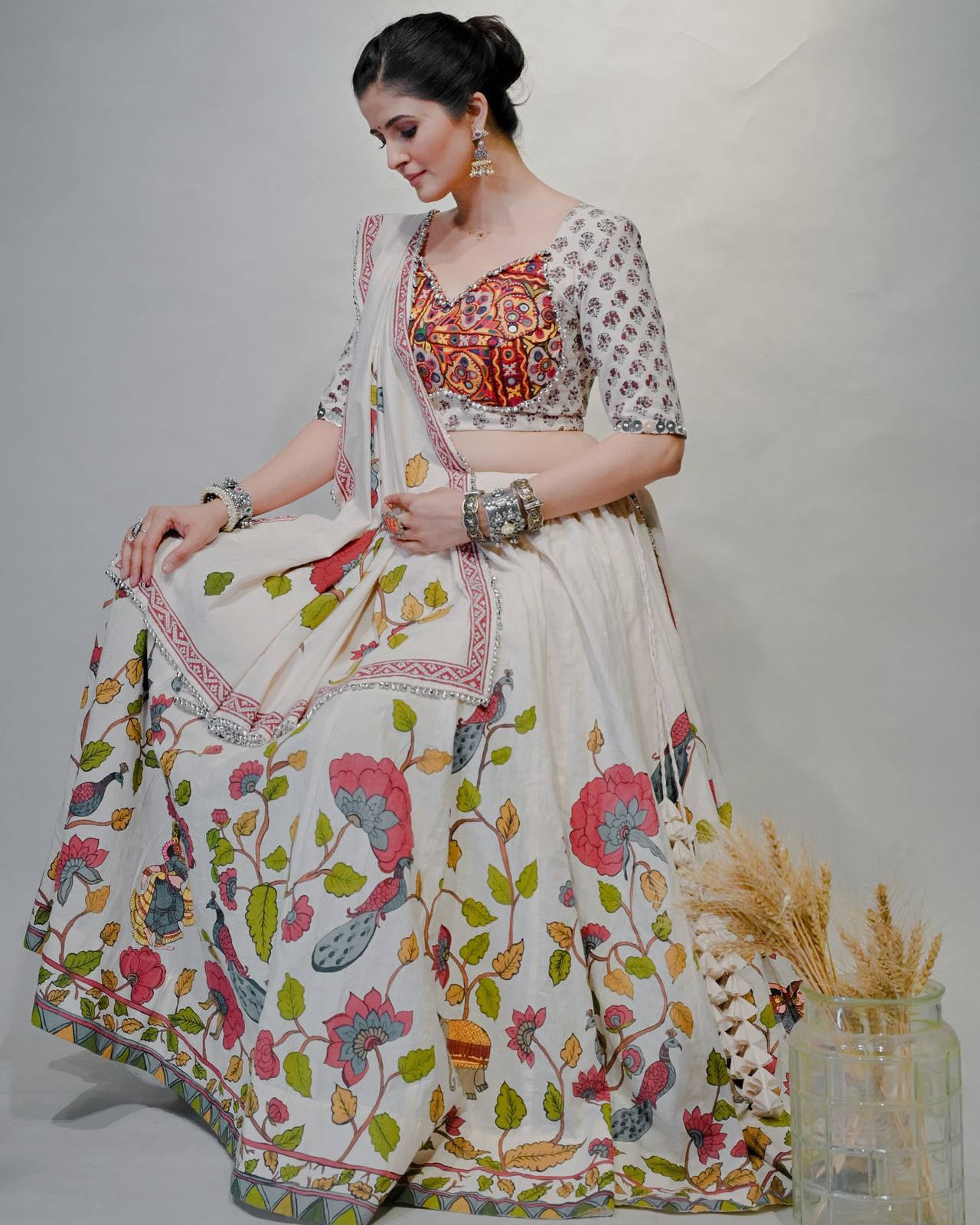 Authentic Gamthi Work Chaniya Choli for Navratri | Pure Cotton Garba Dress in Canada
