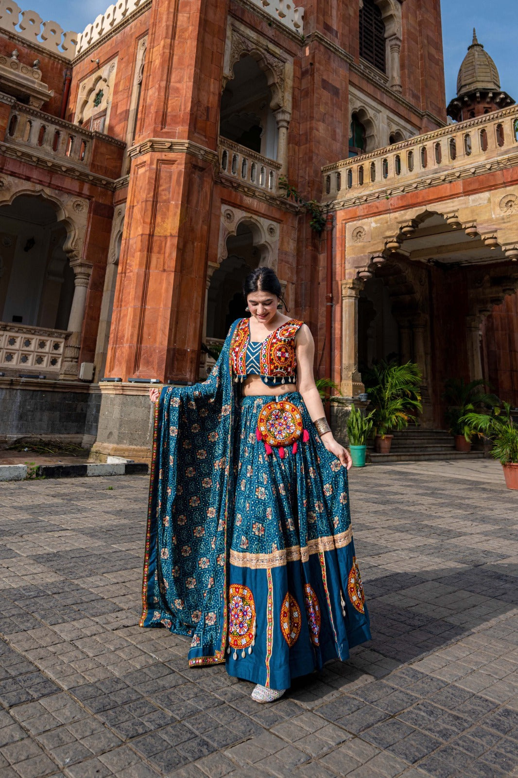 Designer Gamthi Patch Chaniya Choli for Navratri | Complete Garba Set with Purse in Canada