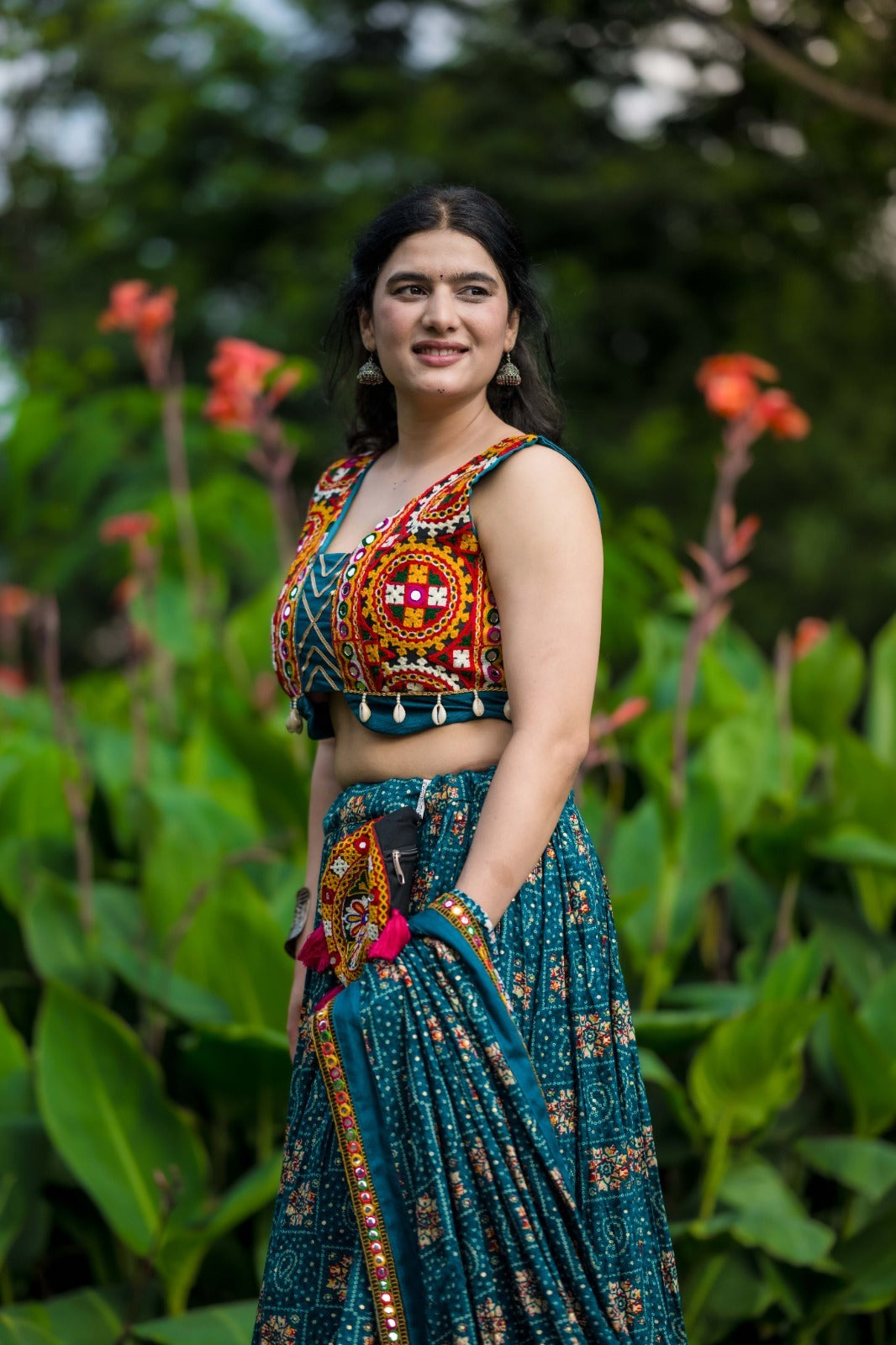 Designer Gamthi Patch Chaniya Choli for Navratri | Complete Garba Set with Purse in Canada