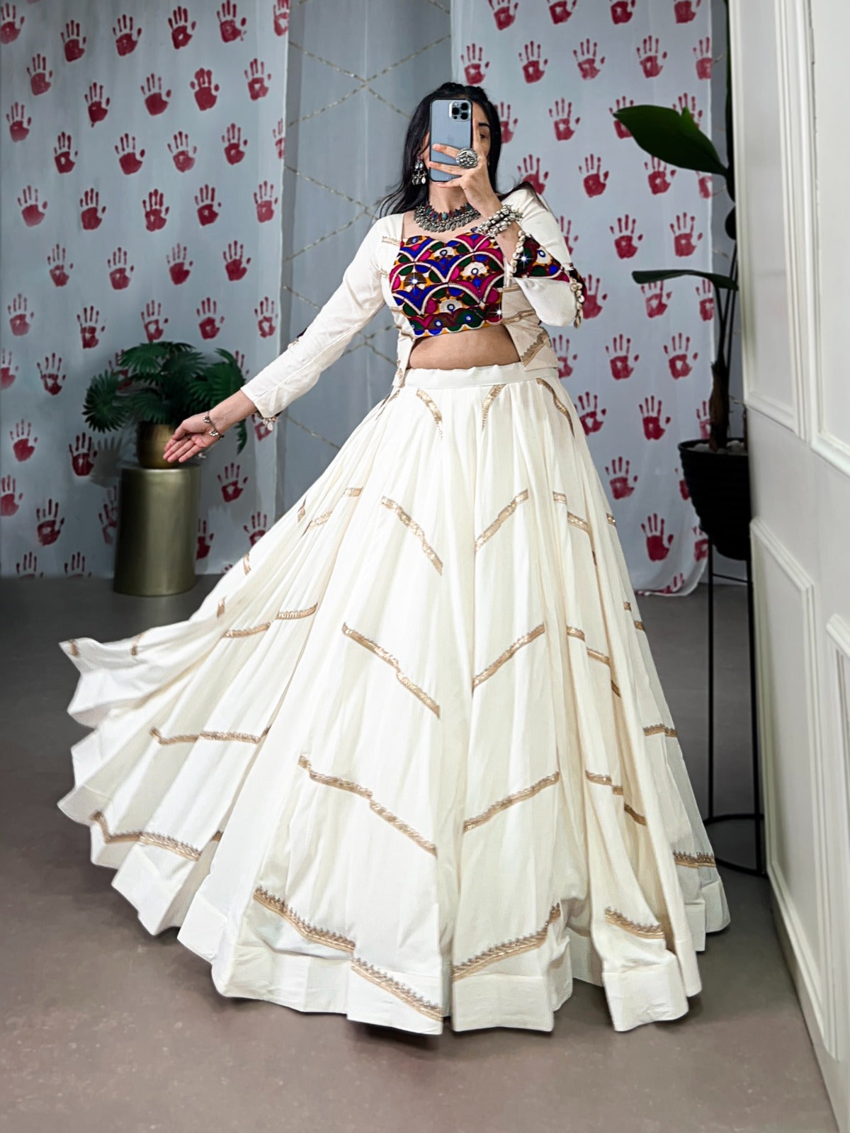 Ultimate Twirl Mirror Work Chaniya Choli for Navratri | 8-Meter Rayon Garba Dress in Canada