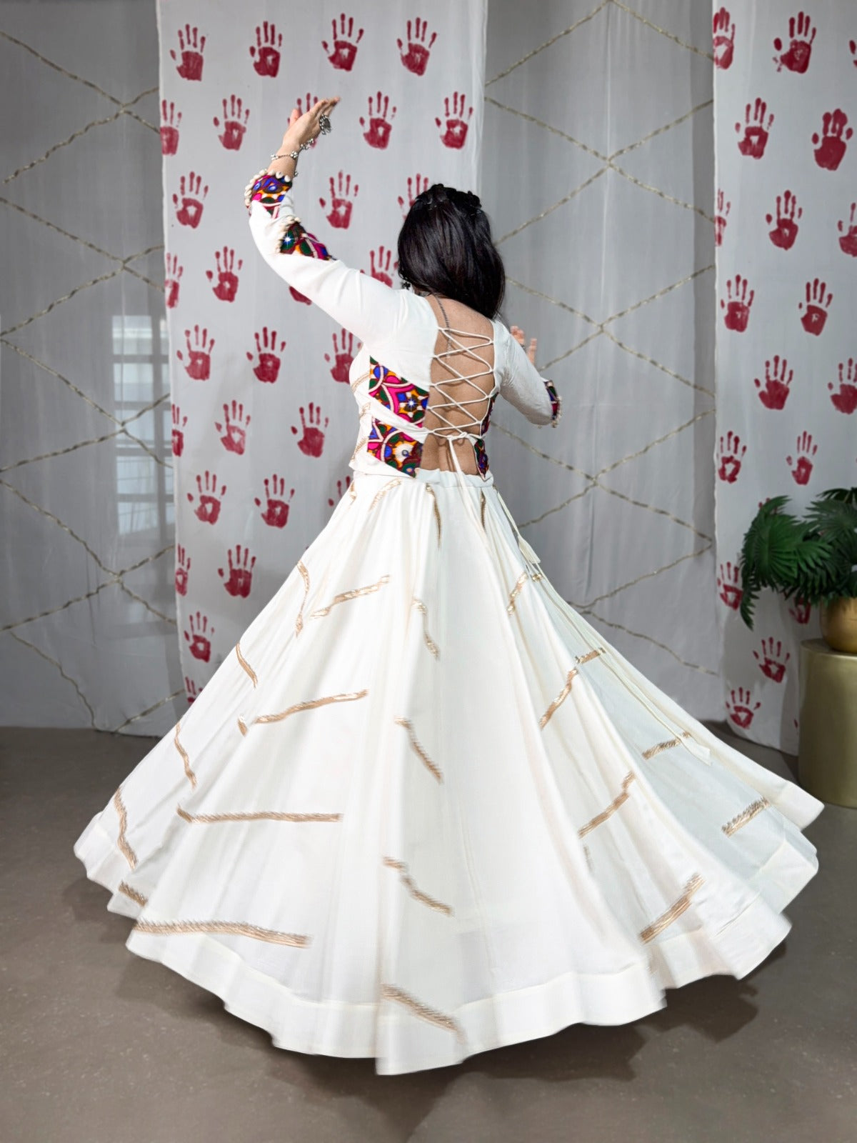 Ultimate Twirl Mirror Work Chaniya Choli for Navratri | 8-Meter Rayon Garba Dress in Canada