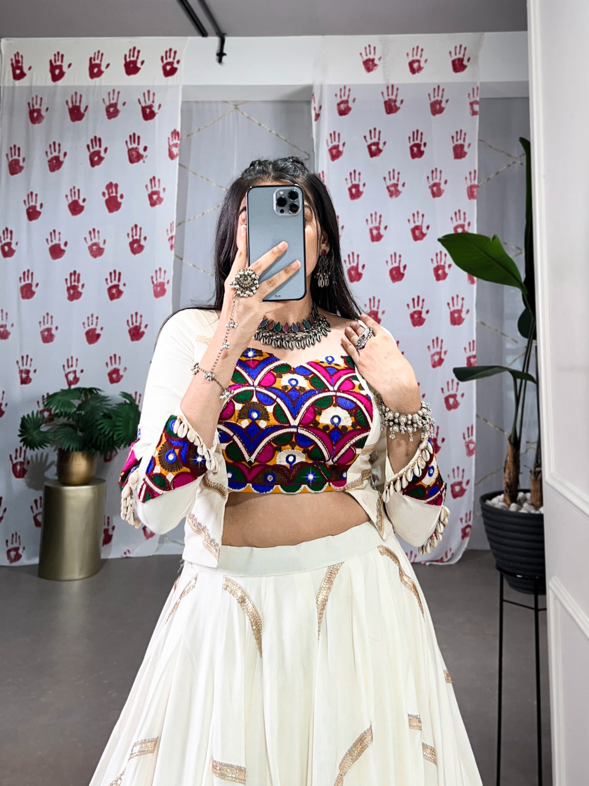 Ultimate Twirl Mirror Work Chaniya Choli for Navratri | 8-Meter Rayon Garba Dress in Canada