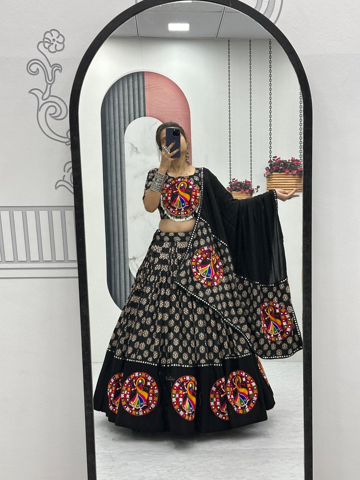 Authentic Gamathi Work Chaniya Choli for Navratri | Pure Cotton Garba Dress in Canada