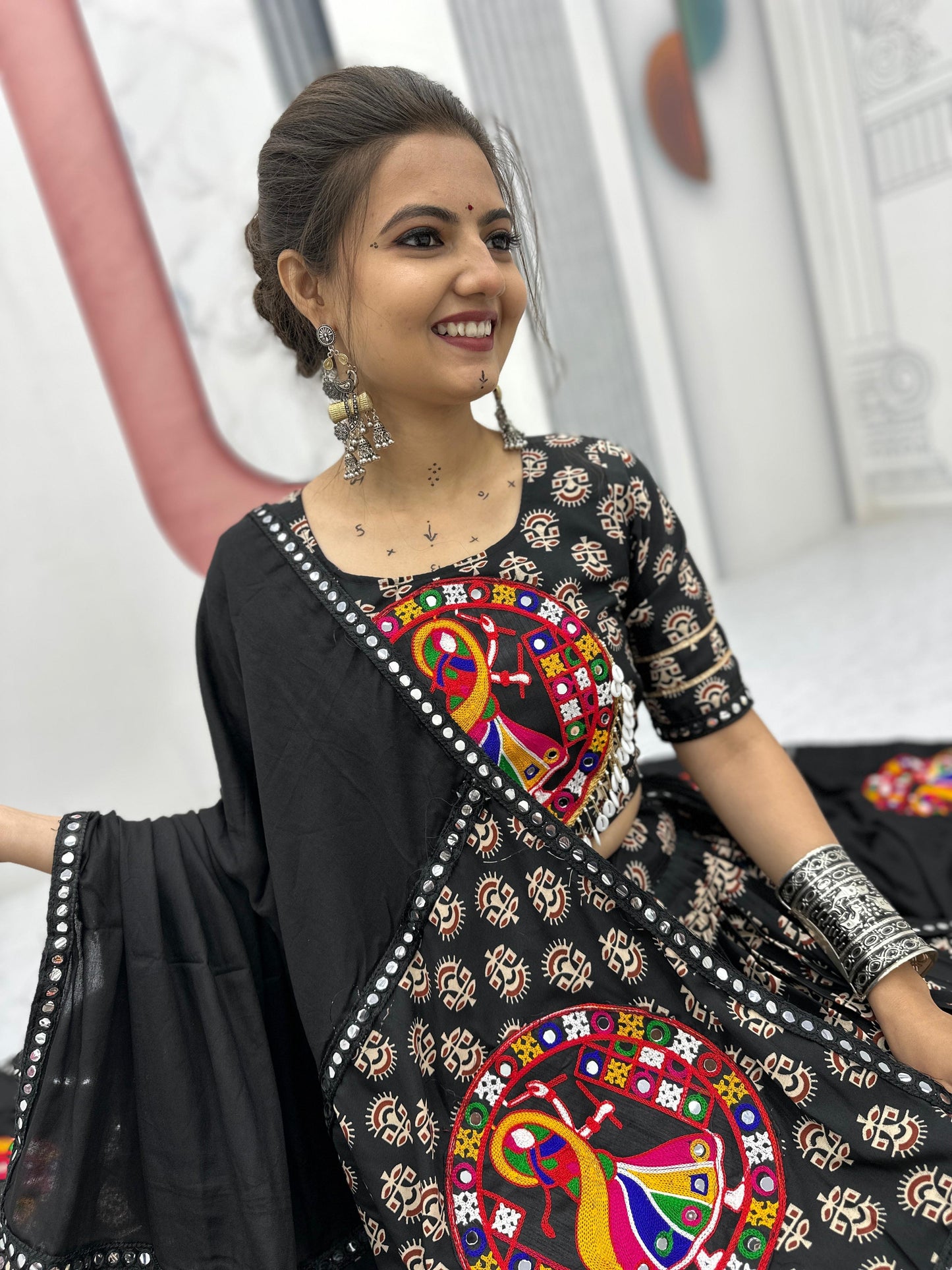 Authentic Gamathi Work Chaniya Choli for Navratri | Pure Cotton Garba Dress in Canada