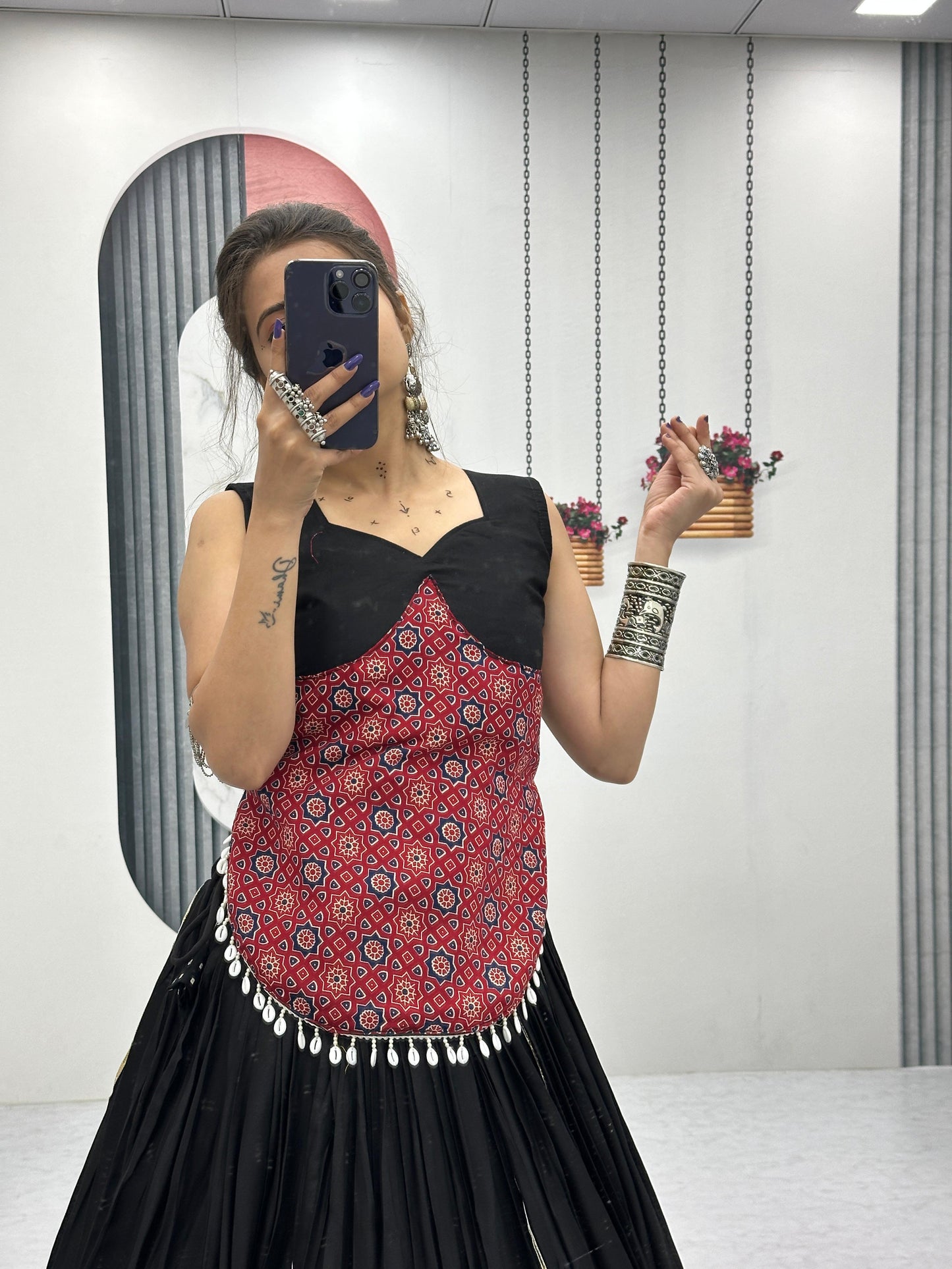 The Artistic Ajrakh Print Lehenga Choli | Ready-to-Wear Comfort | Canada | Pashchim