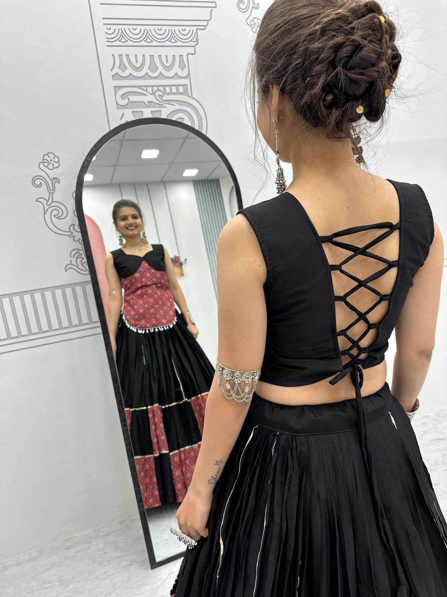 The Artistic Ajrakh Print Lehenga Choli | Ready-to-Wear Comfort | Canada | Pashchim
