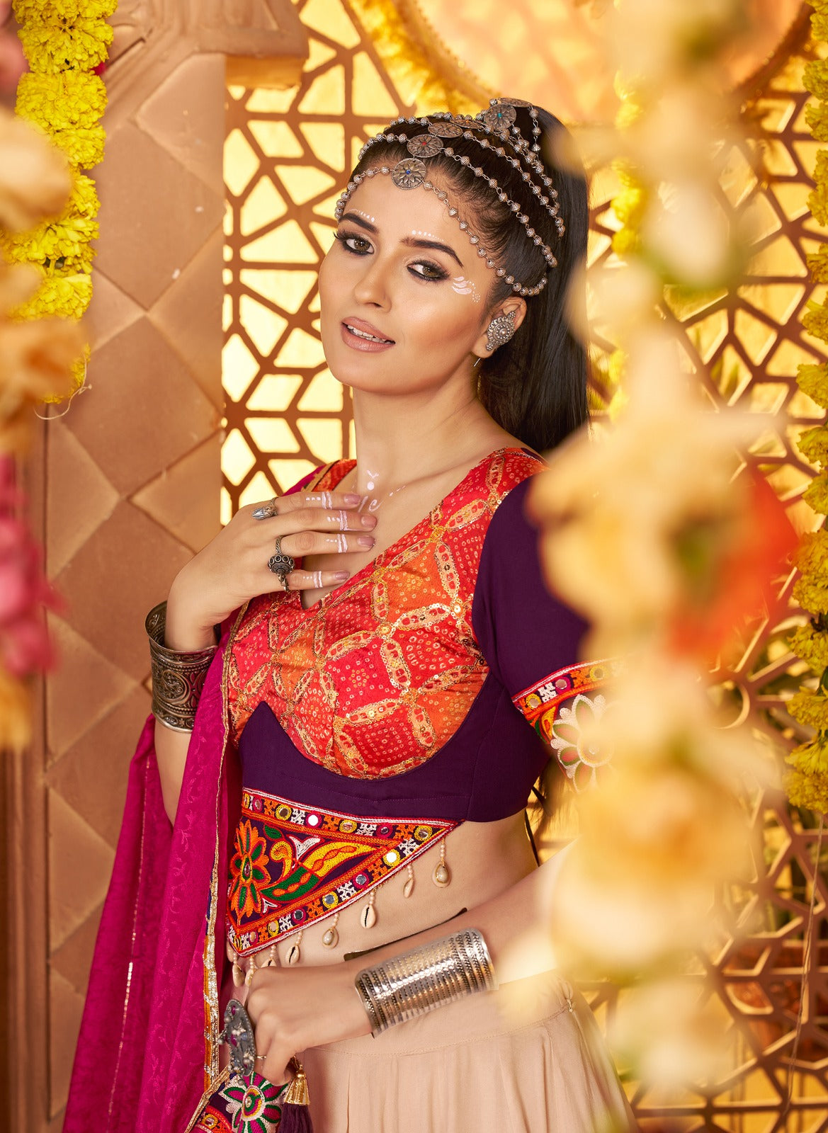 Navratri Chaniya Choli with Statement Jacquard Dupatta | Canada