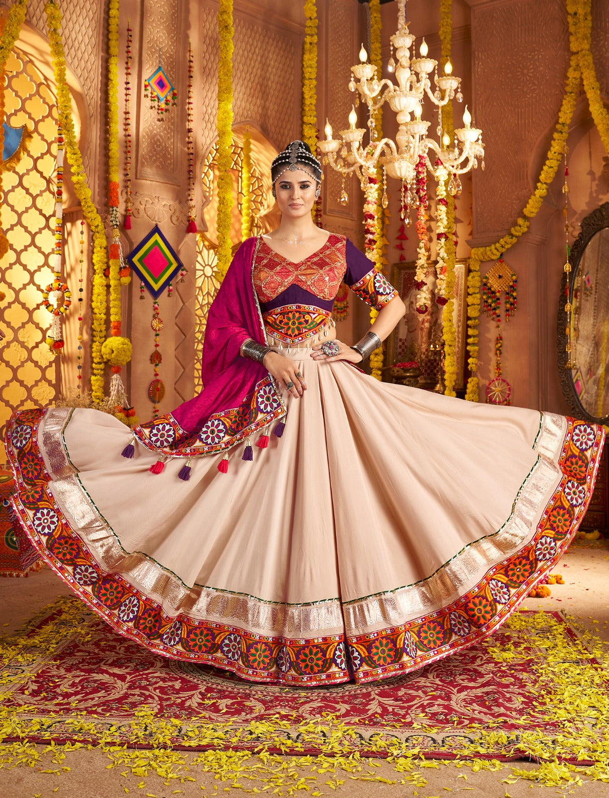 Navratri Chaniya Choli with Statement Jacquard Dupatta | Canada
