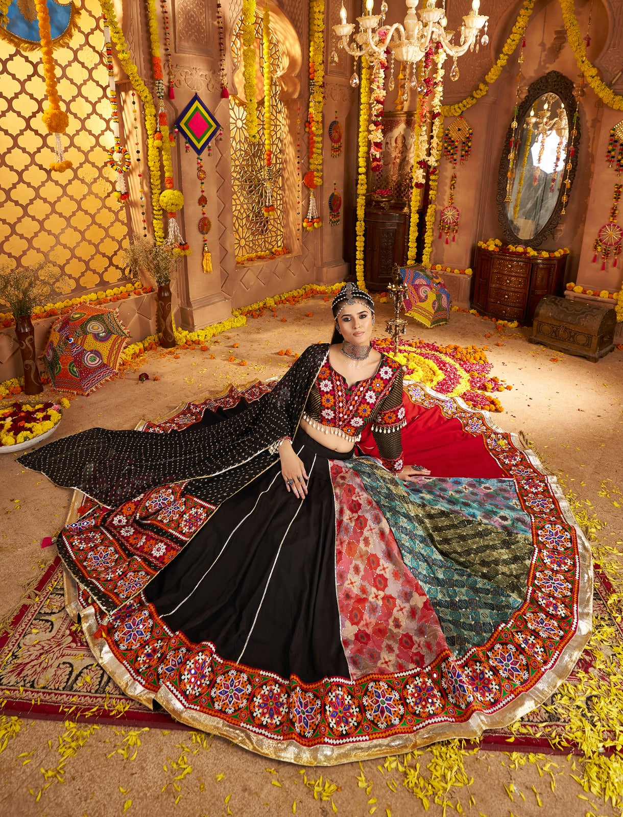 Designer Jacquard Silk Choli & Lehenga | Navratri Outfit Canada
