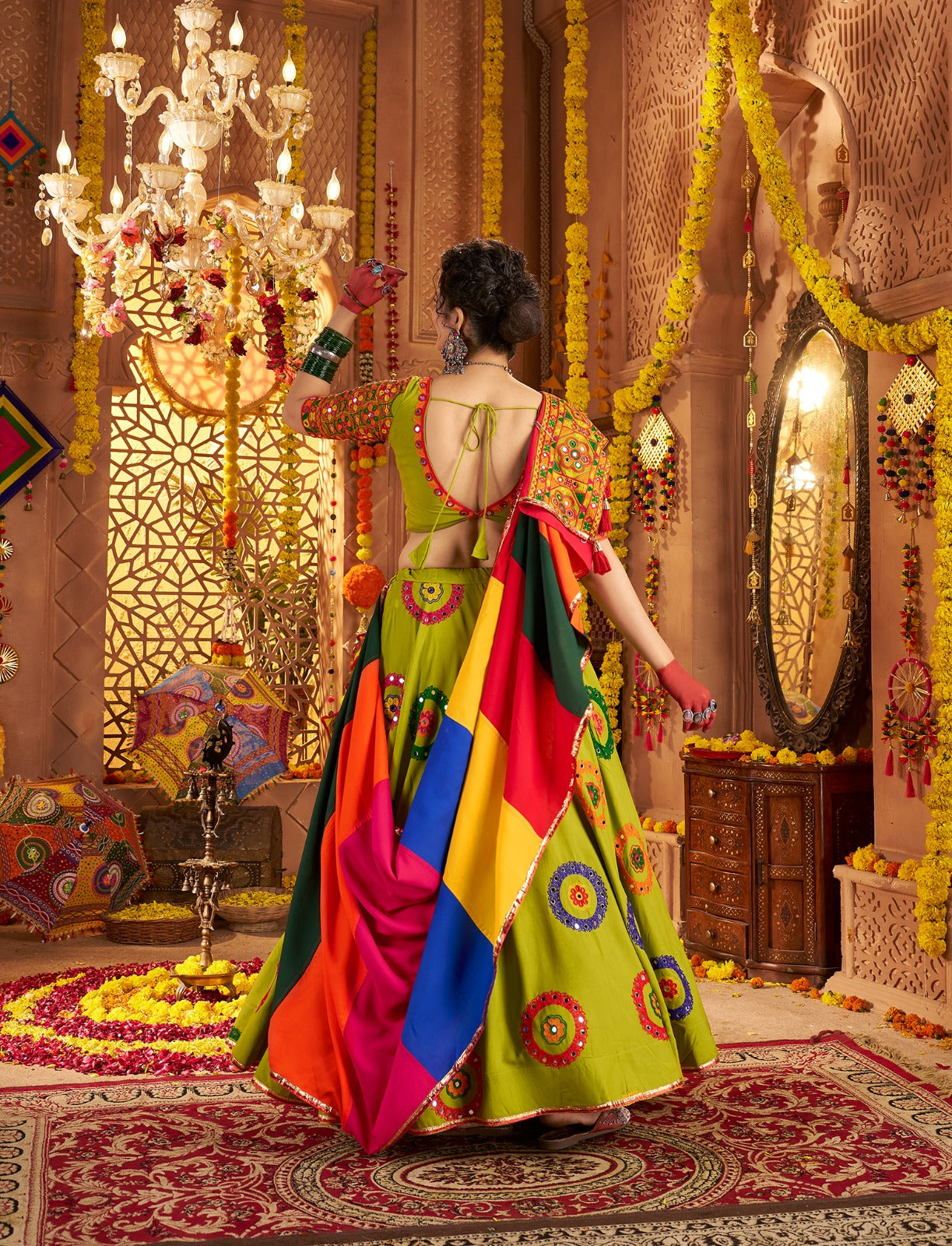 The Ultimate Garba Twirl Chaniya Choli | Ready-to-Ship Mirror Work Lehenga in Canada