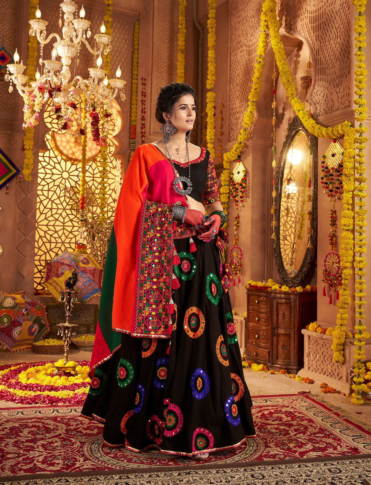 Vibrant Navratri Chaniya Choli with Mirror Work | Ready-to-Wear | Shipped Across Canada
