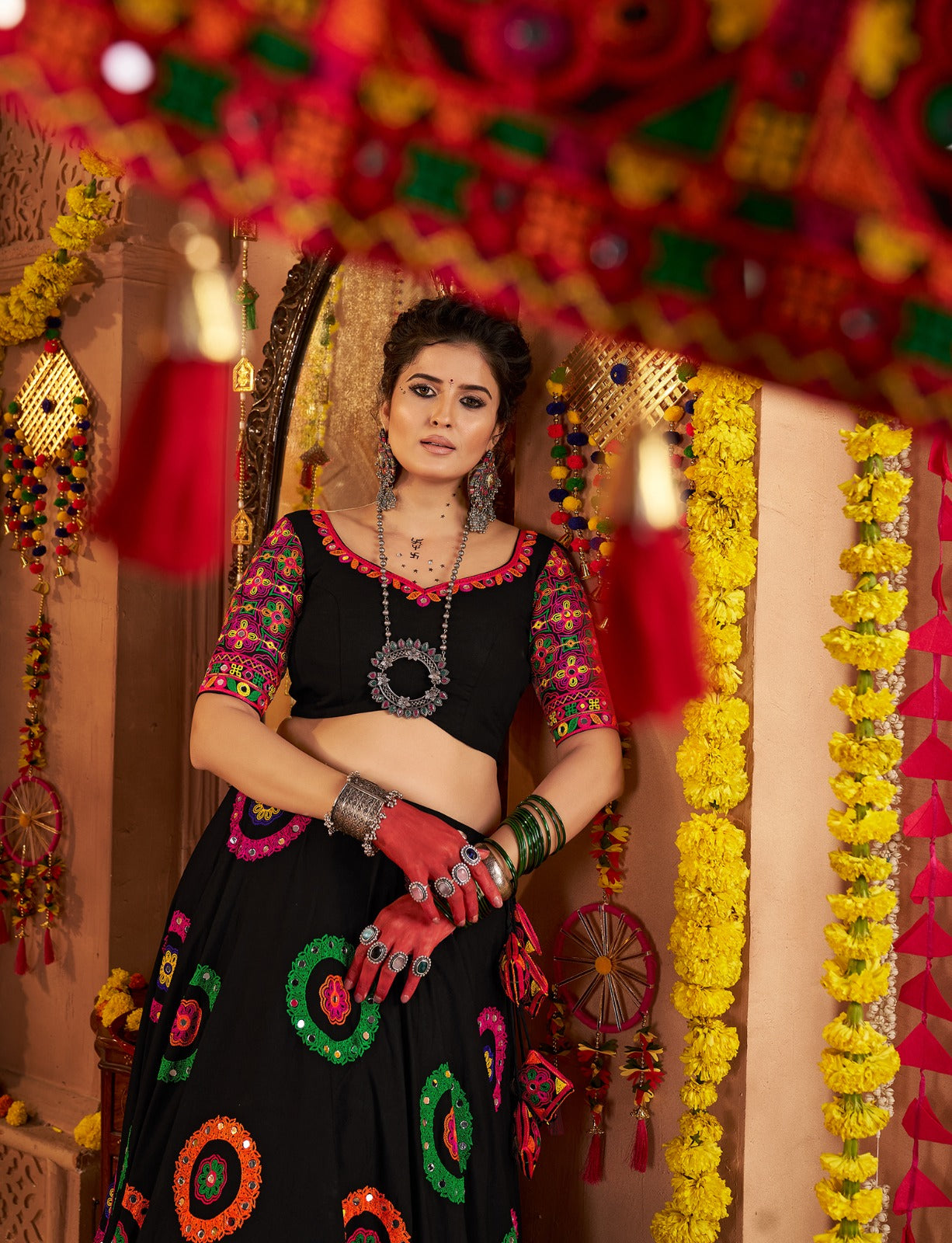 Vibrant Navratri Chaniya Choli with Mirror Work | Ready-to-Wear | Shipped Across Canada