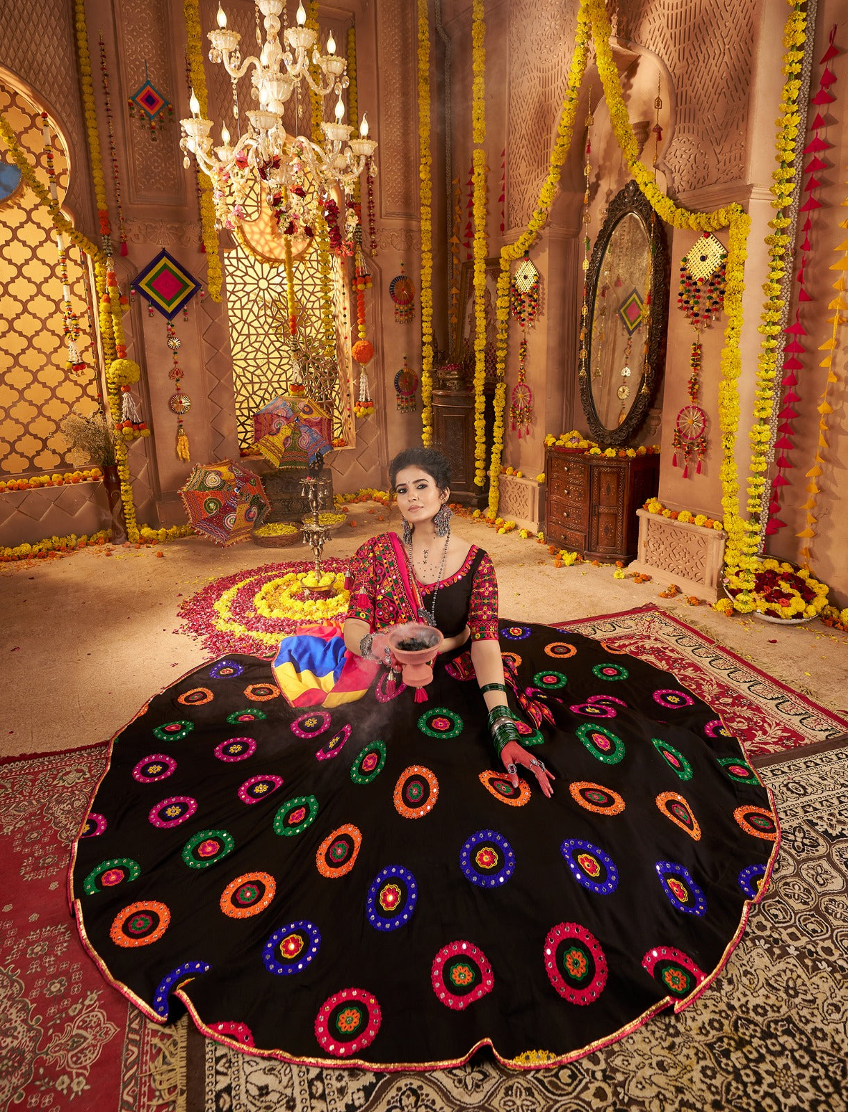 Vibrant Navratri Chaniya Choli with Mirror Work | Ready-to-Wear | Shipped Across Canada