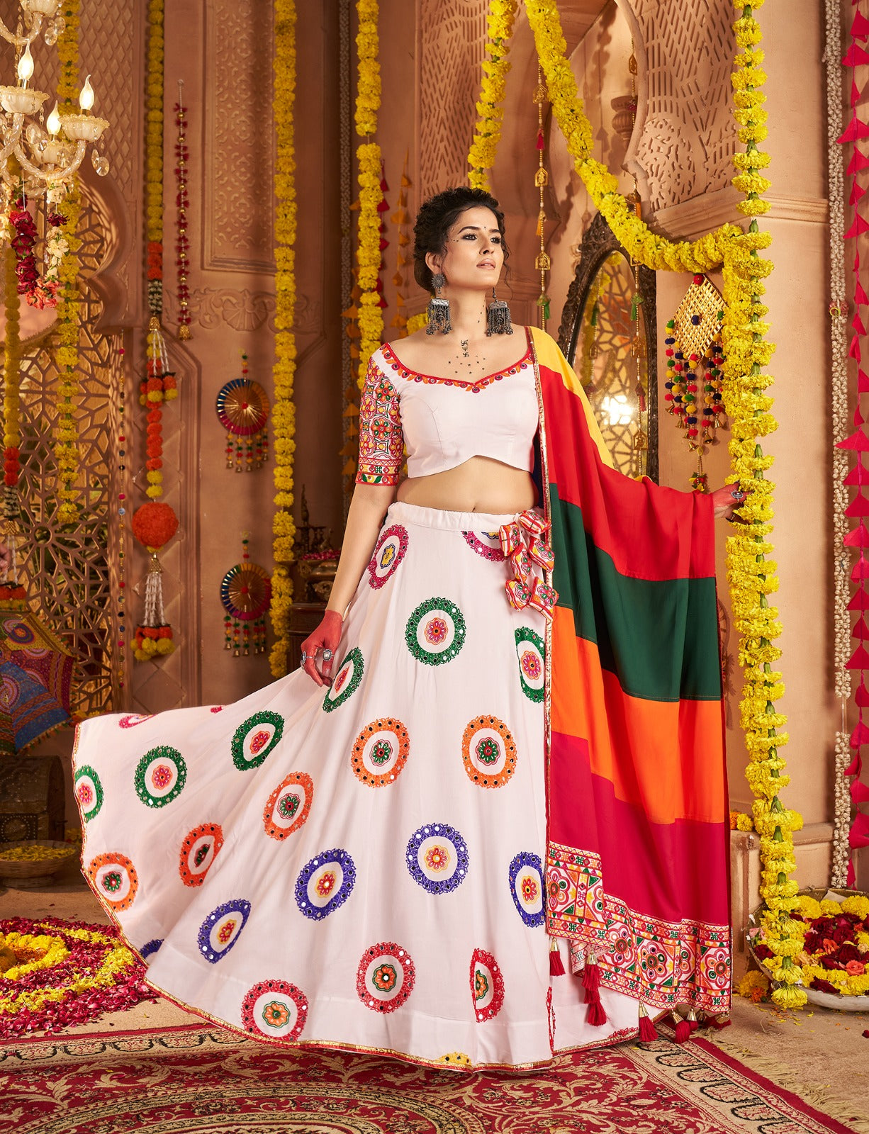 The Ultimate 8-Meter Flair Garba Chaniya Choli | Ready-to-Wear & Mirror Work | Pashchim Canada
