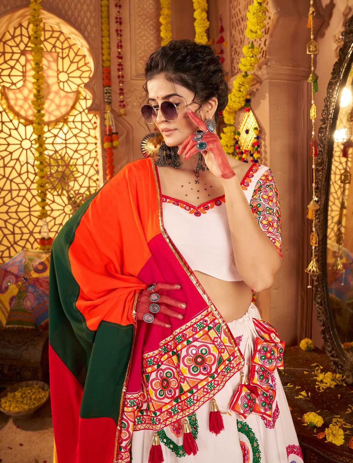The Ultimate 8-Meter Flair Garba Chaniya Choli | Ready-to-Wear & Mirror Work | Pashchim Canada