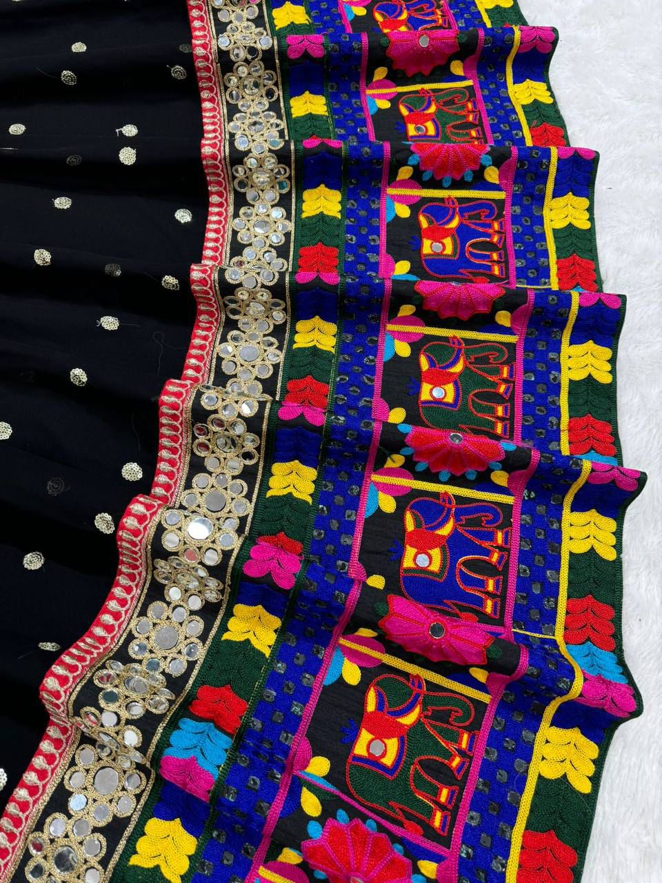 Stunning Black Mirror Work Chaniya Choli | Navratri Garba Lehenga Canada