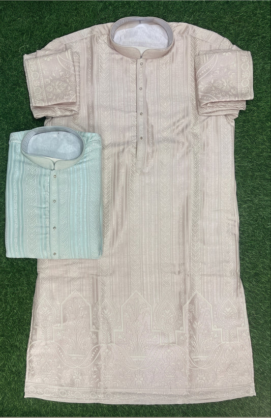 Designer Art Silk Embroidered Men's Kurta Pajama Set in Blue | Festive & Wedding Wear