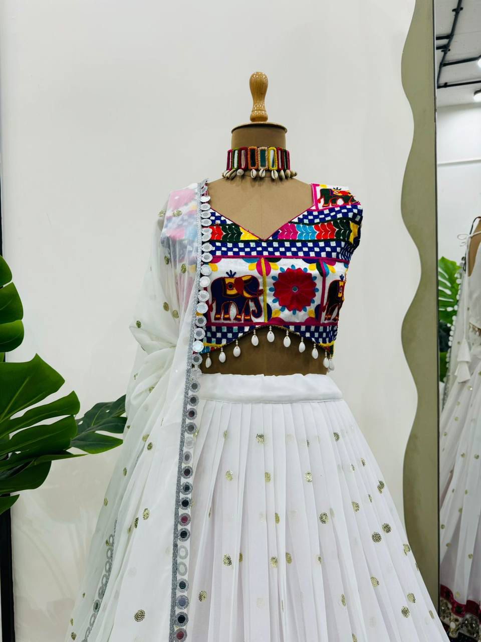 Dazzling Mirror Work Chaniya Choli for Navratri | Garba Lehenga in Canada
