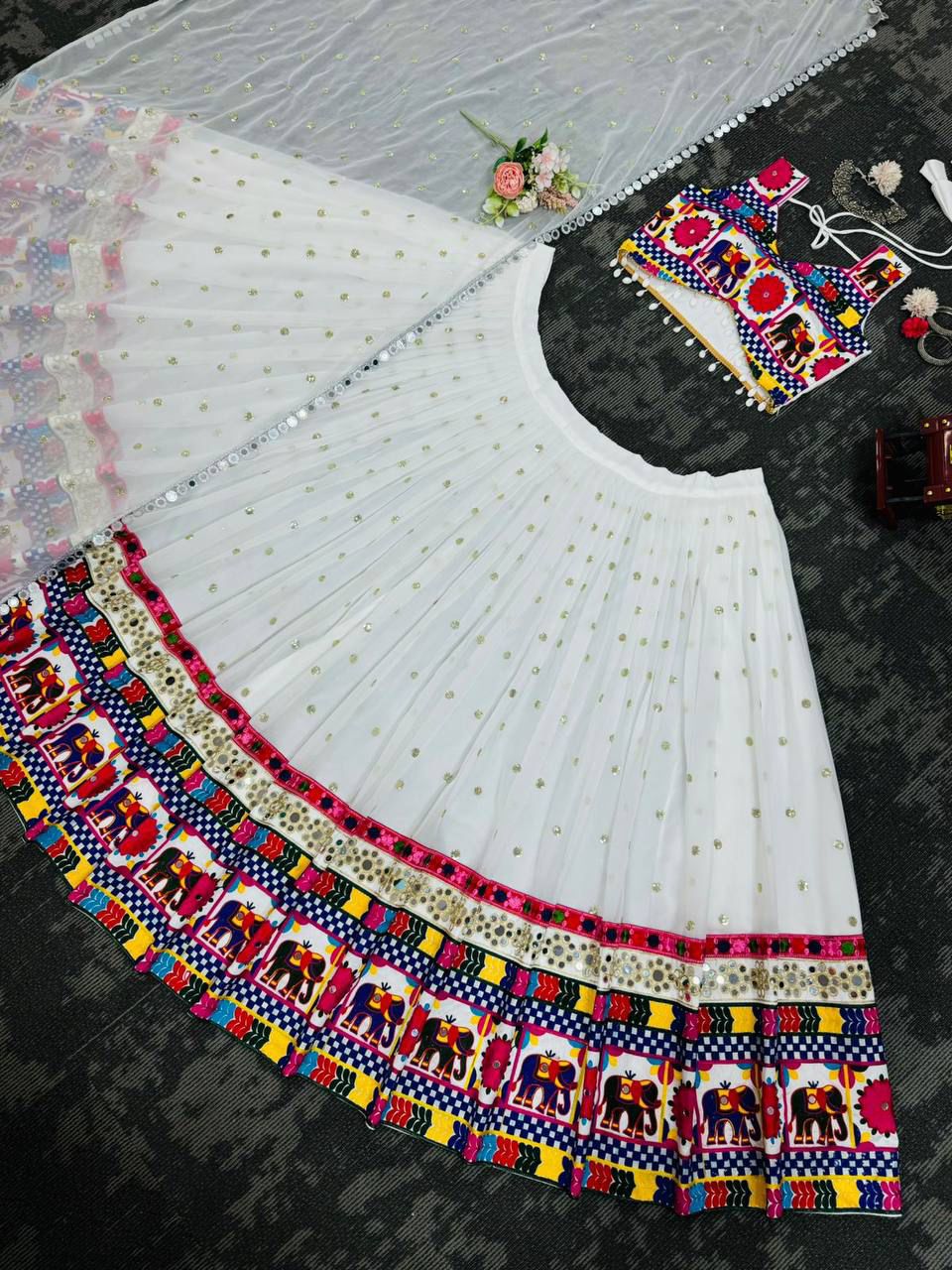 Dazzling Mirror Work Chaniya Choli for Navratri | Garba Lehenga in Canada