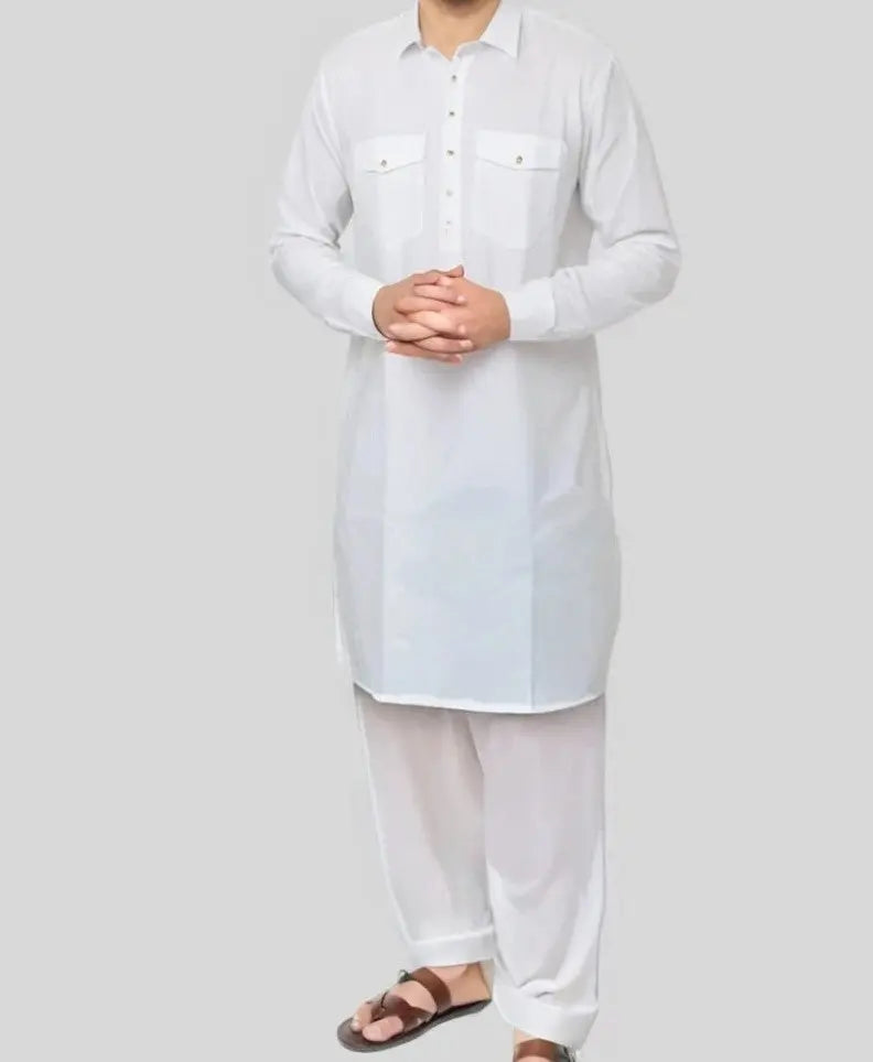 Premium Cotton Salwar Kameez Set in White for Eid Ramadan Ramzan Season | Shalwar Kameez Kurta Pyjama Iftar