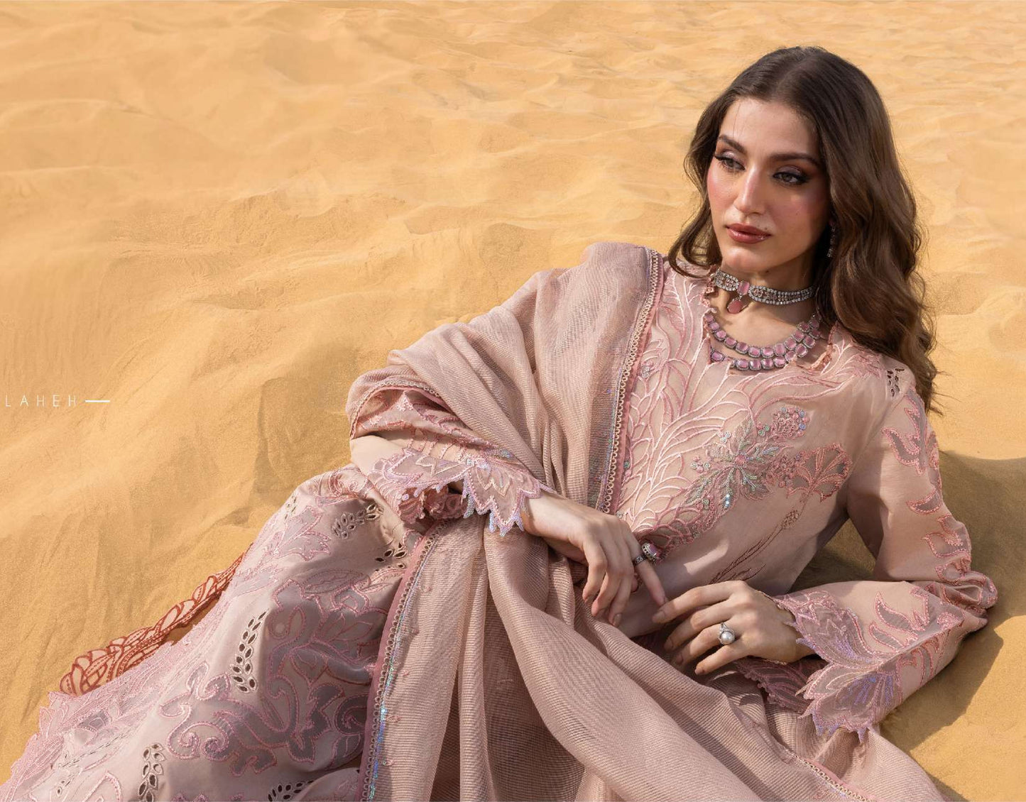Premium Blush Pink Embroidered Lawn Pakistani Suit with Organza Dupatta – Pre-Order Collection