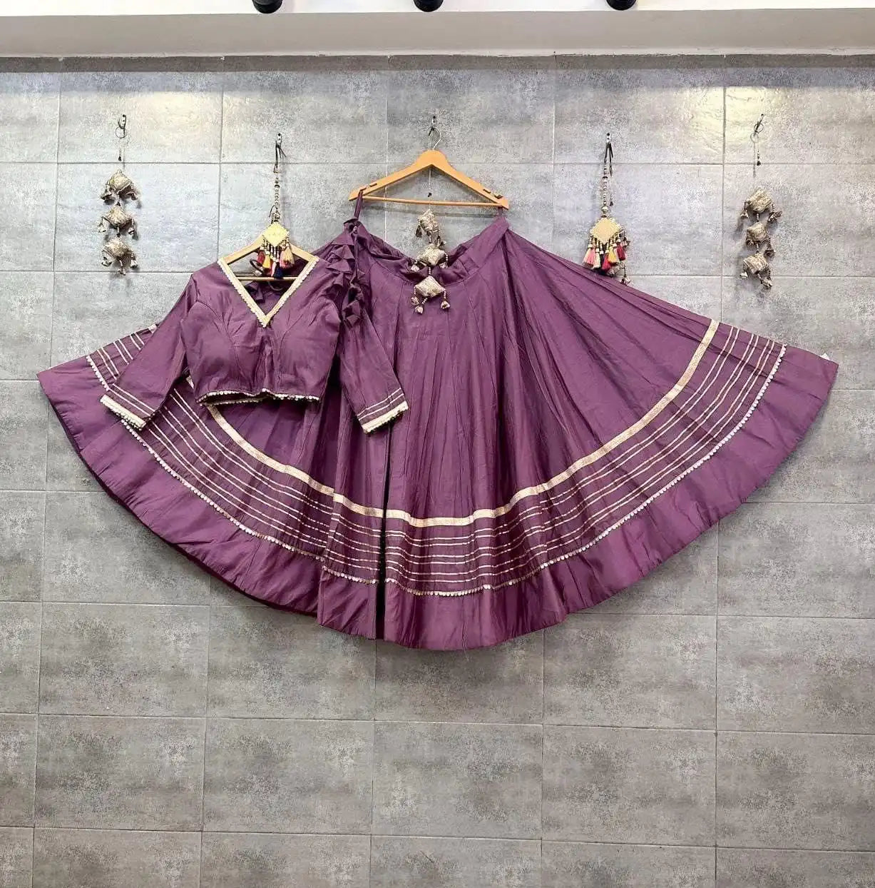 Pure Rayon Cotton Purple Chaniya Choli Gotta Lace – 6-Meter Navratri Garba Lehenga | Toronto, Kitchener & Canada