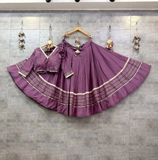 Pure Rayon Cotton Purple Chaniya Choli Gotta Lace – 6-Meter Navratri Garba Lehenga | Toronto, Kitchener & Canada