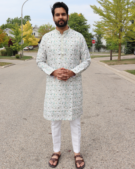 Printed Kurta Pyjama set for Festive Season in Toronto | Abstract Kurta Navratri Look | Pashchim Canada