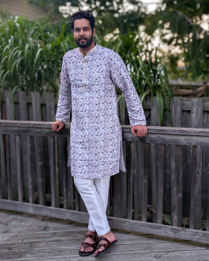 Printed Kurta Pyjama set for Festive Season in Toronto | Purple Kurta Navratri Look | Pashchim Canada