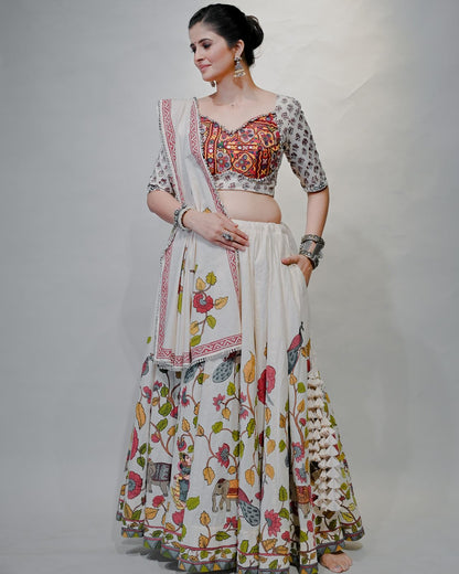 Authentic Gamthi Work Chaniya Choli for Navratri | Pure Cotton Garba Dress in Canada