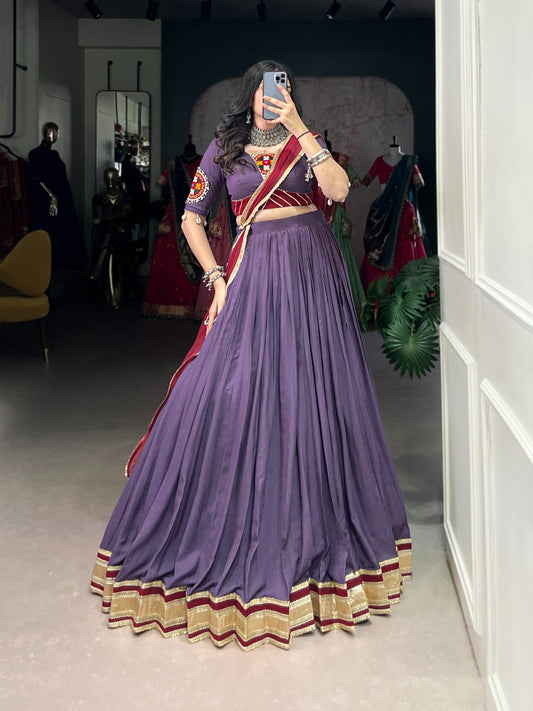 Elegant Embossed Chaniya Choli for Navratri | Gamthi Work Garba Dress in Canada