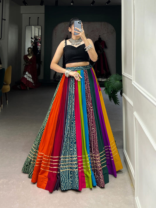 Vibrant Printed Chaniya Choli for Navratri | 8-Meter Rayon Garba Dress in Canada