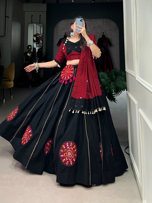 Statement Black Chaniya Choli for Navratri | Complete Garba Set with Purse in Canada