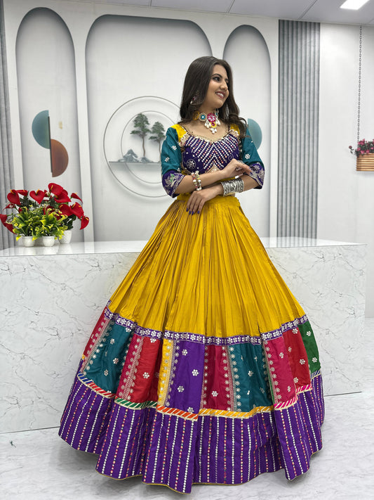 Yellow Elegant Sequence Work Chaniya Choli for Navratri | Comfortable Cotton Garba Dress in Canada