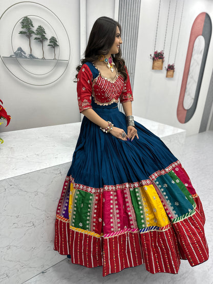 Green Elegant Sequence Work Chaniya Choli for Navratri | Comfortable Cotton Garba Dress in Canada