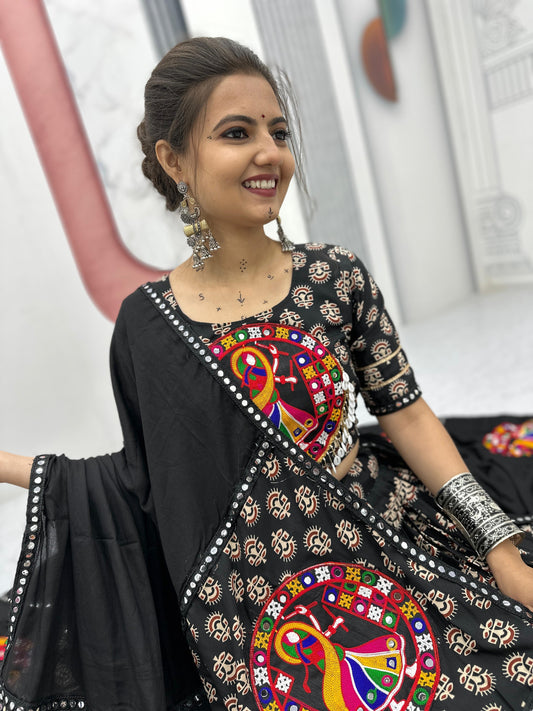Authentic Gamathi Work Chaniya Choli for Navratri | Pure Cotton Garba Dress in Canada