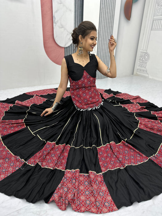 The Artistic Ajrakh Print Lehenga Choli | Ready-to-Wear Comfort | Canada | Pashchim