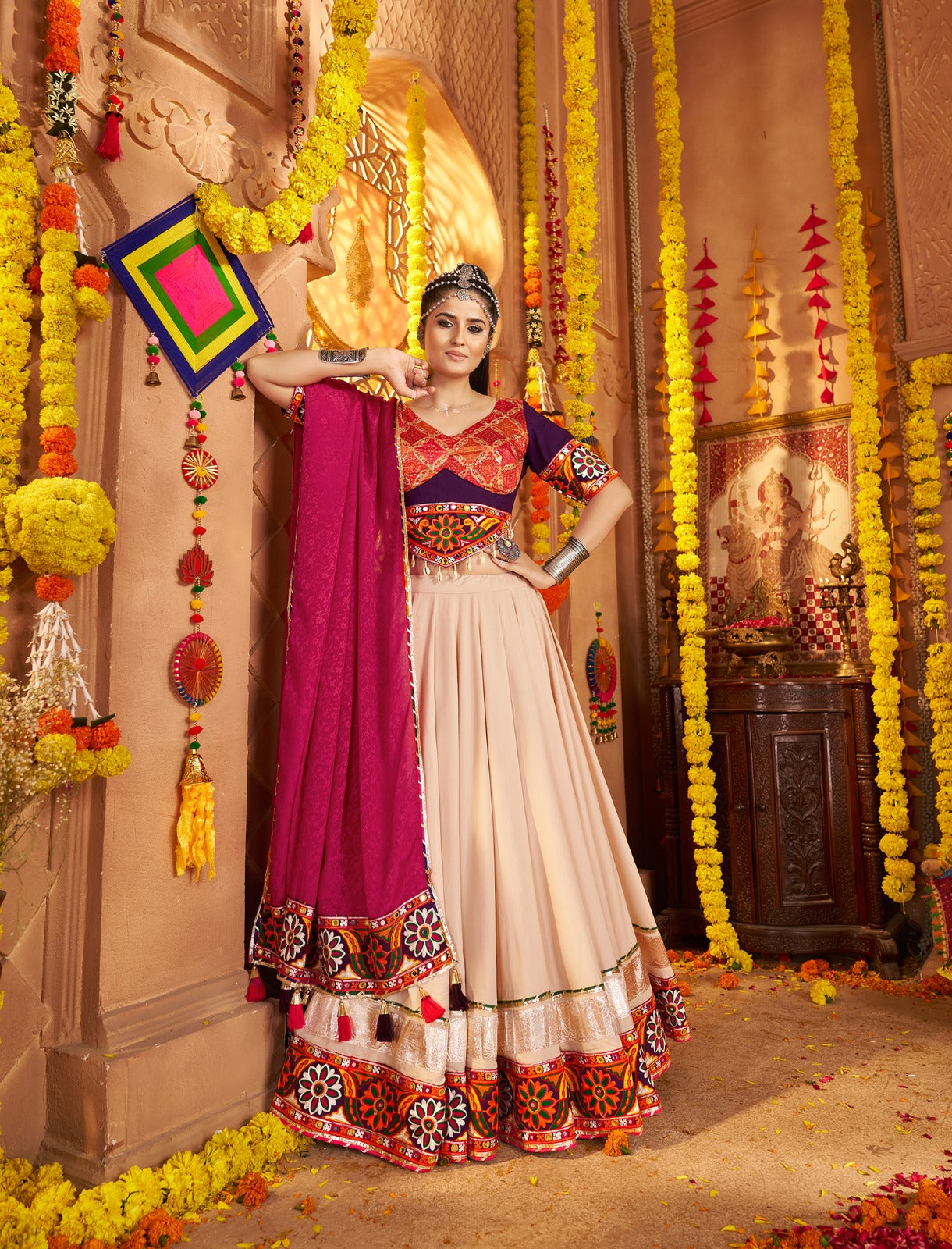 Navratri Chaniya Choli with Statement Jacquard Dupatta | Canada