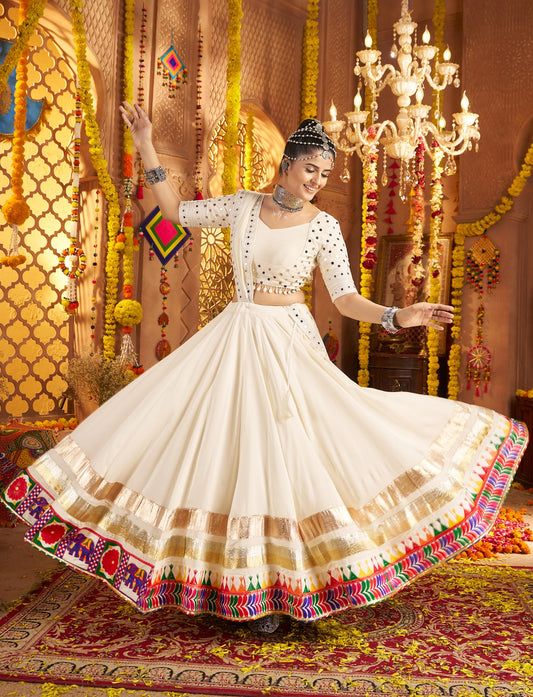 Elegant Threadwork Chaniya Choli with Mirror Work Blouse | 9M Flair | Canada