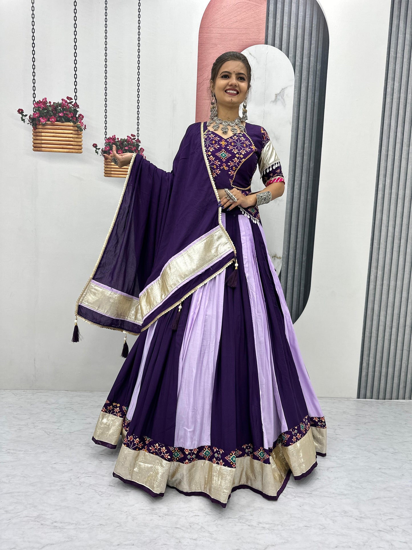 Pure Cotton Navratri Chaniya Choli | Lumpi Lace Border | Ready-to-Wear Canada