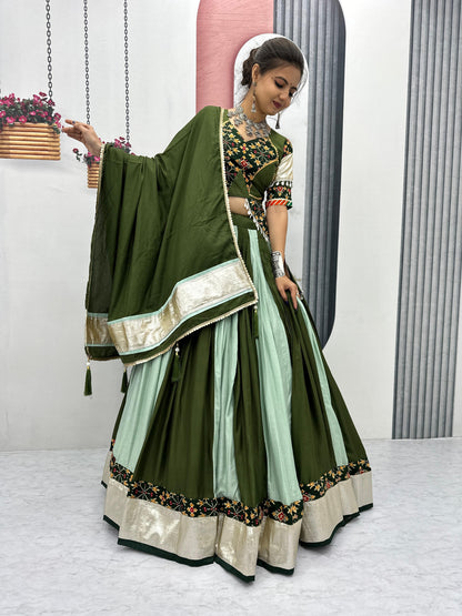 Pure Cotton Green Navratri Chaniya Choli | Ready-to-Wear Canada