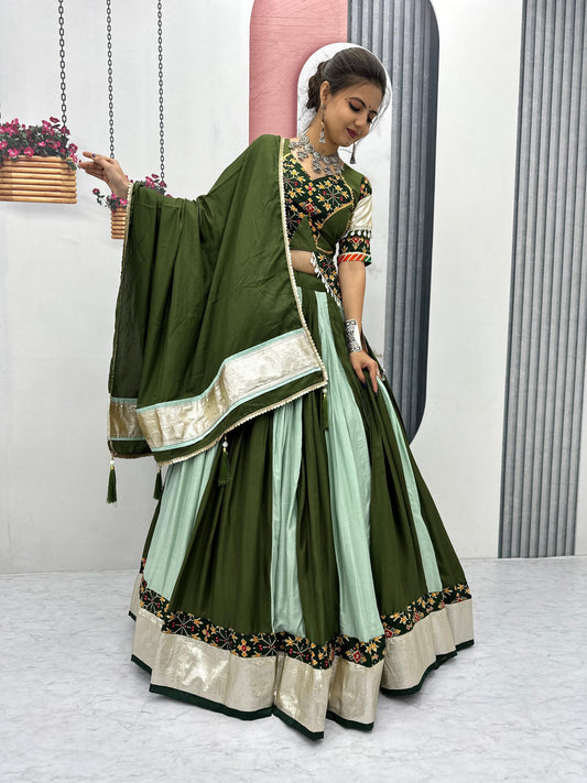 Pure Cotton Green Navratri Chaniya Choli | Ready-to-Wear Canada
