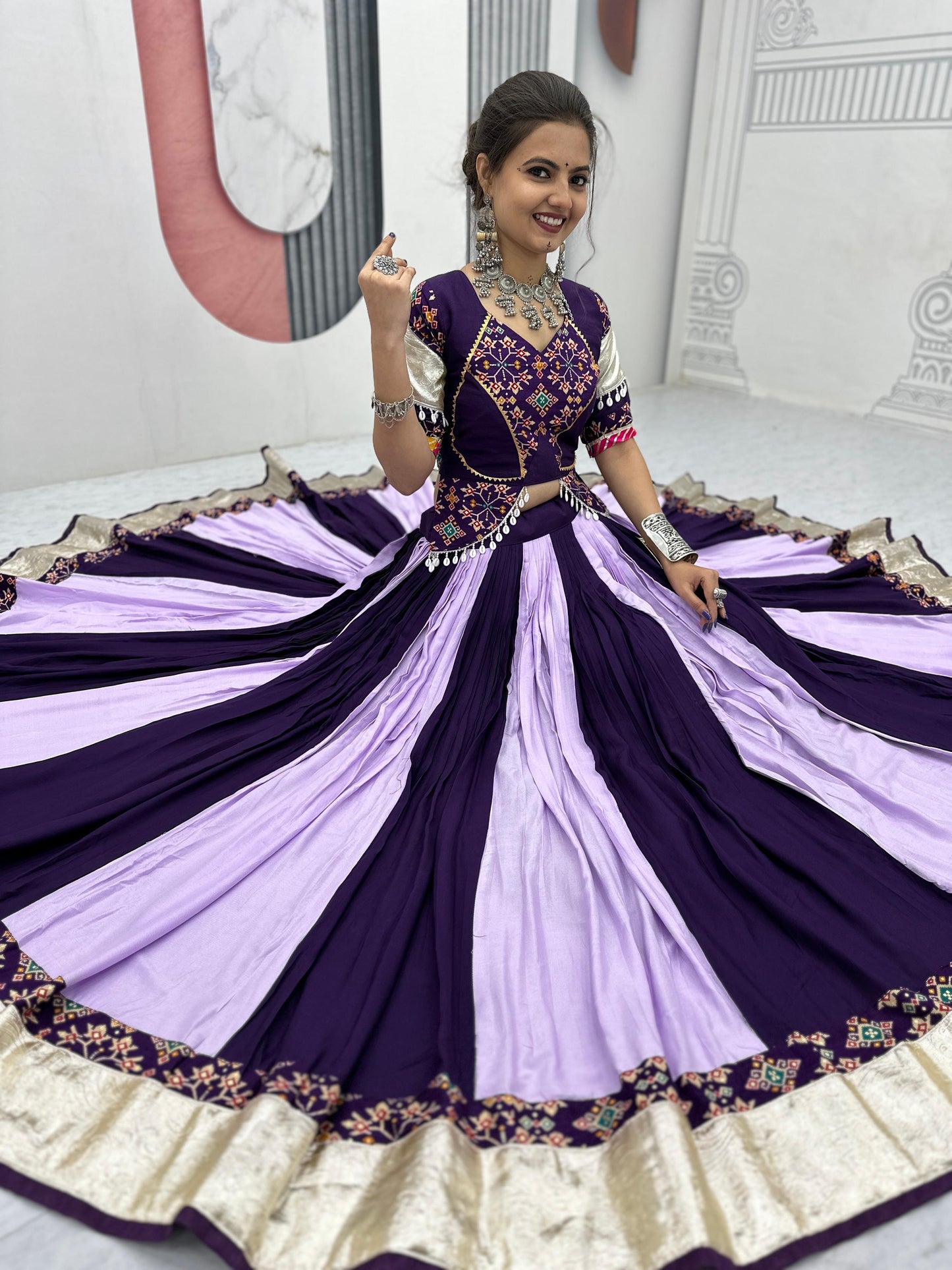 Pure Cotton Navratri Chaniya Choli | Lumpi Lace Border | Ready-to-Wear Canada