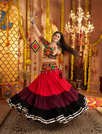 8-Meter Flair Mirror Work Chaniya Choli | Canada's Showstopper Navratri Lehenga