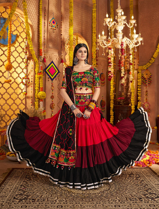 8-Meter Flair Mirror Work Chaniya Choli | Canada's Showstopper Navratri Lehenga