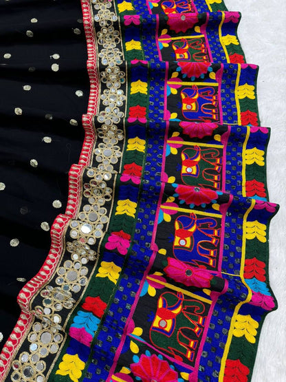 Stunning Black Mirror Work Chaniya Choli | Navratri Garba Lehenga Canada
